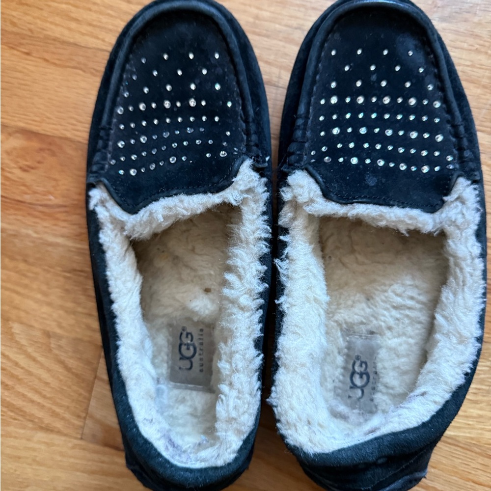 UGG Black Suede Studded Loafers